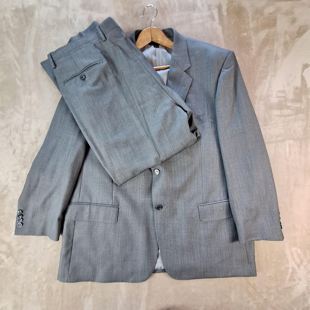 Baroni Suit Mens 48 42x27 Gray Wool Super 150s Double Vent 2 Btn 2 Piece Formal